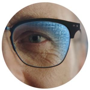 Biometric Intelligent Glasses on a man's eyes